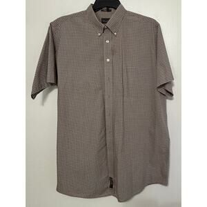 Menswear Alexander Lloyd Brown & White Plaid Button Shirt Size 17.5 Tall